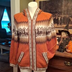Orange Patterned Women's/Men's L/XL Alpaca Sweater